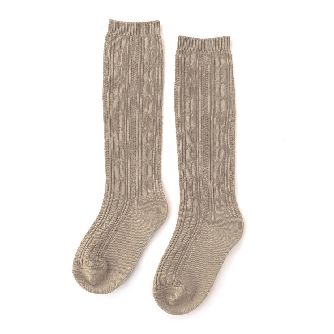 oat cable knit knee high socks by little stocking co