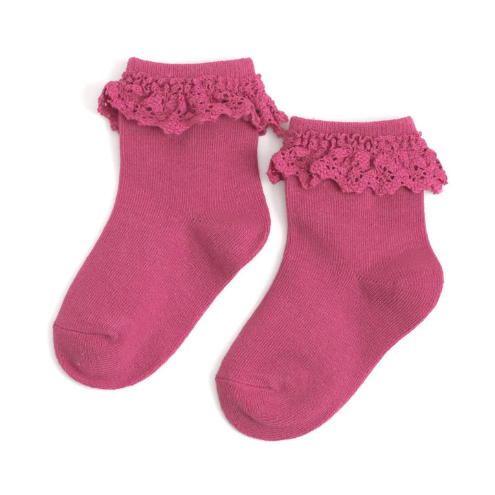 Raspberry Lace Midi Sock