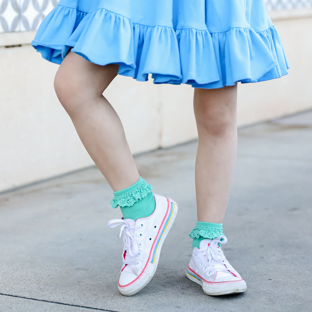 sea green lace socks for girls