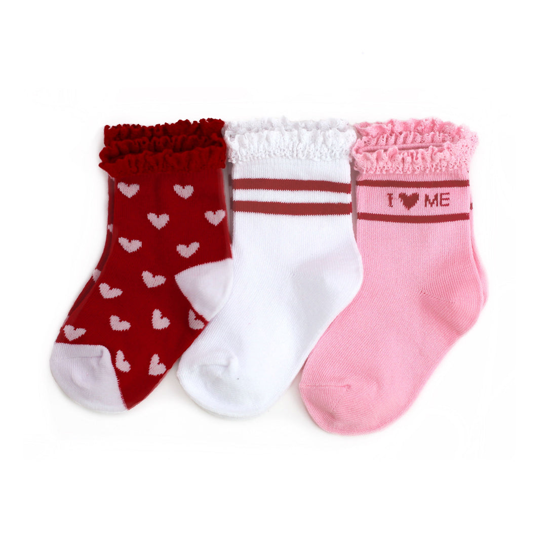 valentine's midi sock 3-pack with lace