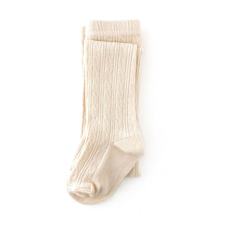 Cream ivory cable knit tights for girls