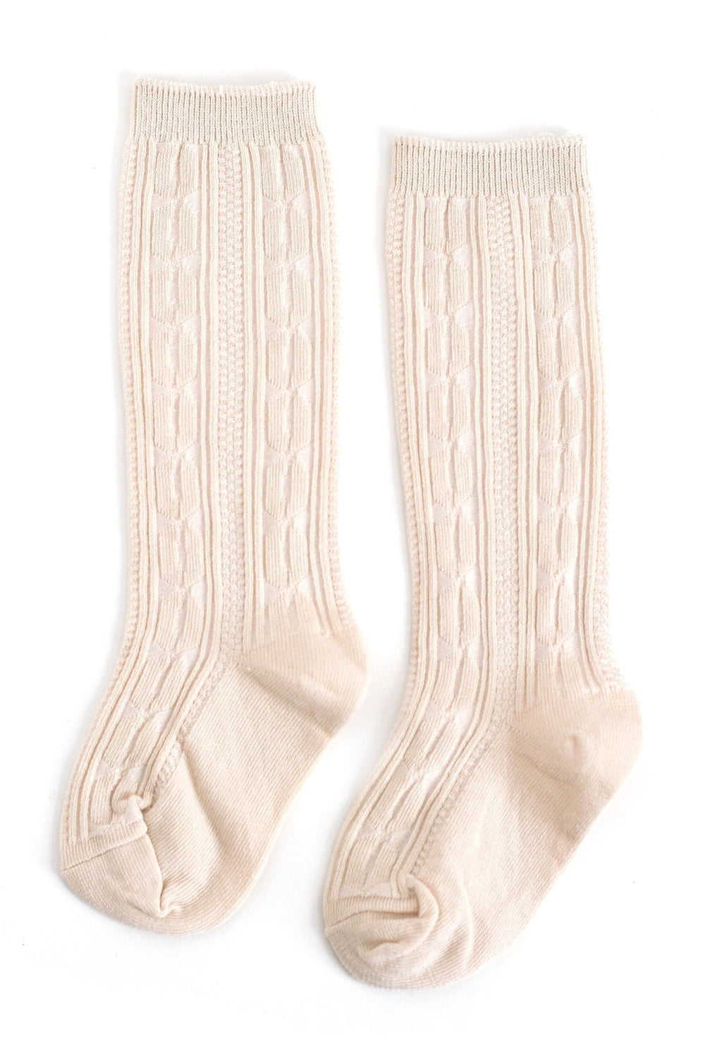 vanilla cable knit knee high socks by little stocking co